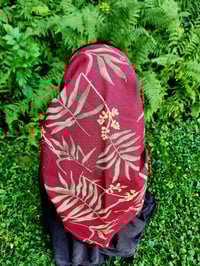 Image 2 of Linen Bandana in Burgundy & Palms 
