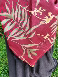 Image 3 of Linen Bandana in Burgundy & Palms 