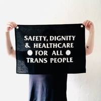 Safety, Dignity and Healthcare for all trans people wall hanging