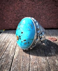 Image 1 of WL&A Handmade Patagonia Turquoise (AZ) Signet Ring - Size 11