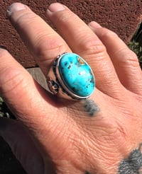 Image 4 of WL&A Handmade Patagonia Turquoise (AZ) Signet Ring - Size 11