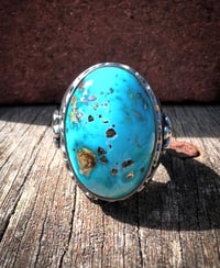 Image 3 of WL&A Handmade Patagonia Turquoise (AZ) Signet Ring - Size 11