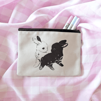 You In Me Bunnies | Yin Yang Rabbit Creepy Cute Art as Pastel Goth Pencil Case or Makeup Bag