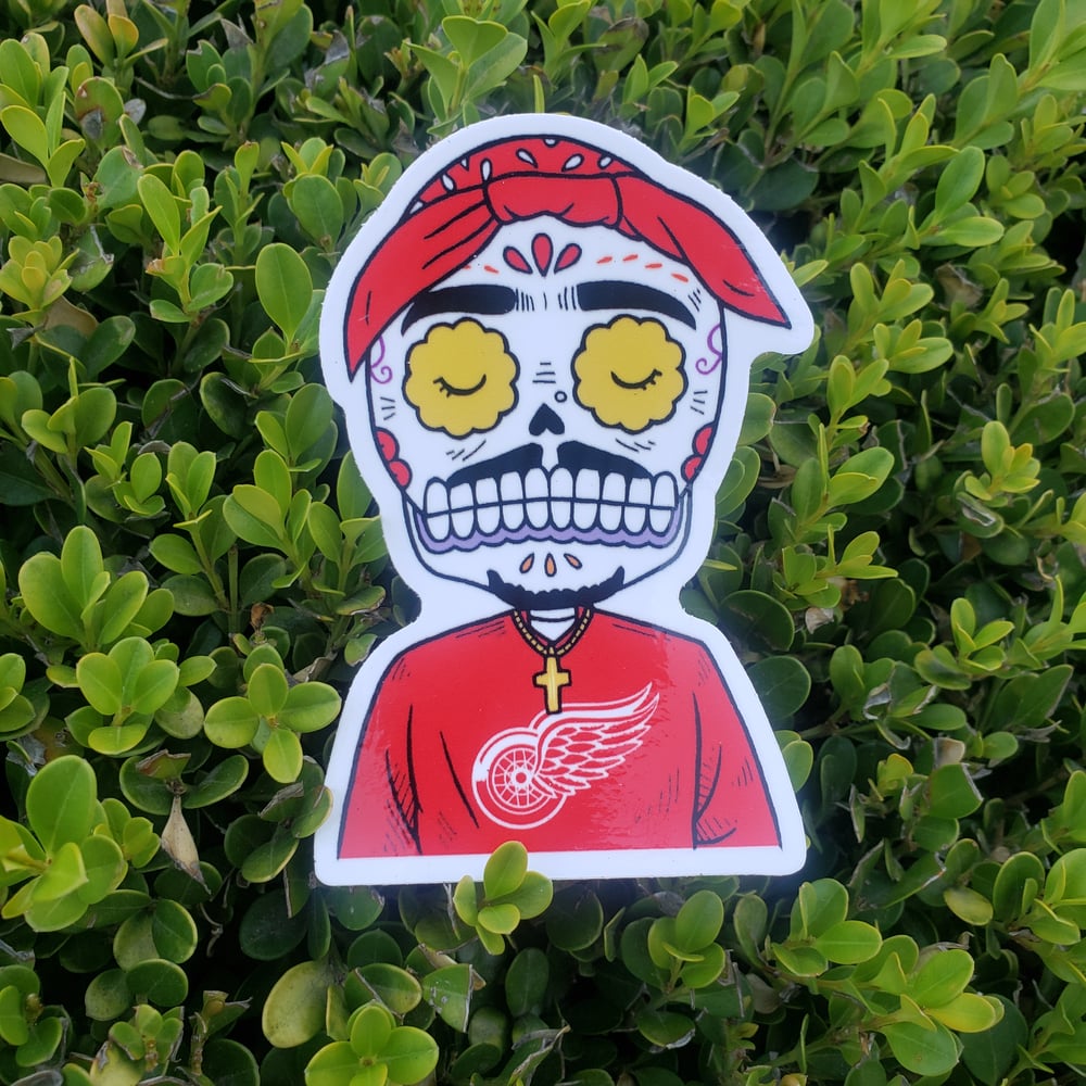 Tupac Calavera Red Wings Vinyl Sticker