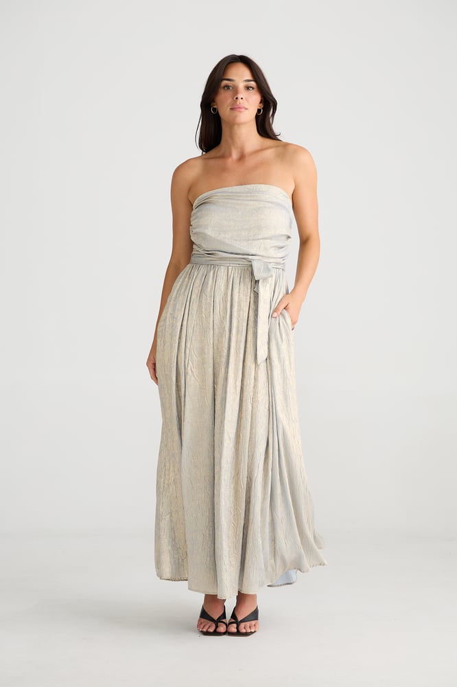 Avalon Tan Flowy Dress Avalon By Brave Natasa Studio