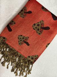 Image 1 of Orange/Black Mushroom Pashmina