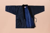 Image 5 of Hanten Jacket with Velvet collar/Indigo/ 100% Cotton