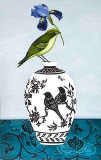 "Chinese Vase with Greenfinch"