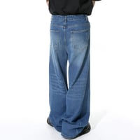 Image 7 of Men's Wide-Leg Washed Denim Jeans