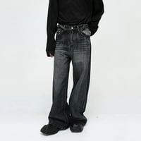 Image 2 of Men's Vintage Washed Wide-Leg Denim Jeans