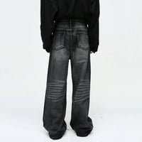 Image 5 of Men's Vintage Washed Wide-Leg Denim Jeans