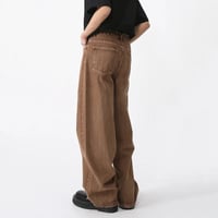 Image 3 of Men's Coffee Wide-Leg Denim Trousers