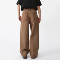 Image 4 of Men's Coffee Wide-Leg Denim Trousers