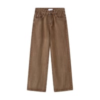Image 1 of Men's Coffee Wide-Leg Denim Trousers