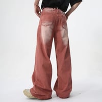 Image 5 of Men's Red Washed Wide-Leg Jeans