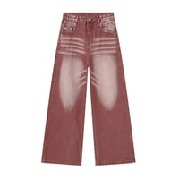 Image 6 of Men's Red Washed Wide-Leg Jeans