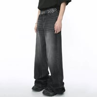 Image 3 of Men's Vintage Worn-Out Wide-Leg Jeans