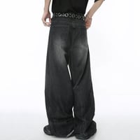 Image 5 of Men's Vintage Worn-Out Wide-Leg Jeans
