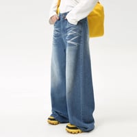 Image 3 of Men's High Street Water-Washed Wide-Leg Jeans