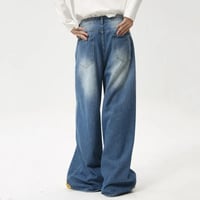 Image 4 of Men's High Street Water-Washed Wide-Leg Jeans