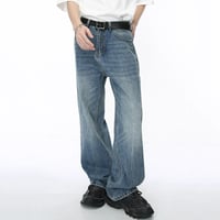 Image 1 of Men's Washed Wide-Leg Jeans