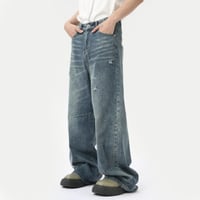 Image 3 of Men's American Style Loose Wide-Leg Denim Jeans