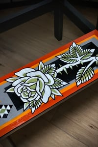 Image 2 of Hand painted stool cobra and rose 