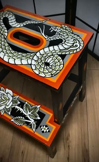 Image 5 of Hand painted stool cobra and rose 