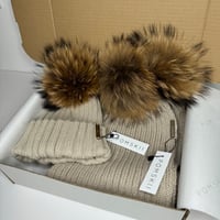 Image 1 of Beige Hat and Scarf Set
