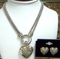 14k Gold Plated Necklace & Earring Heart Set