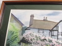 Image 3 of Vintage Watercolour Painting, White House and Garden, Godalming Surrey?, Signed Slade '92 , Framed 