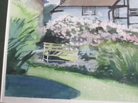 Image 6 of Vintage Watercolour Painting, White House and Garden, Godalming Surrey?, Signed Slade '92 , Framed 