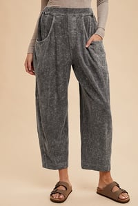 Image 4 of MINERAL WASHED LOOSE FIT BARREL LEG PANTS