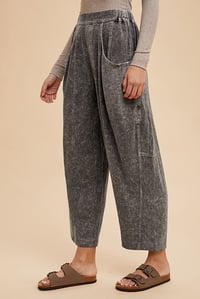 Image 1 of MINERAL WASHED LOOSE FIT BARREL LEG PANTS