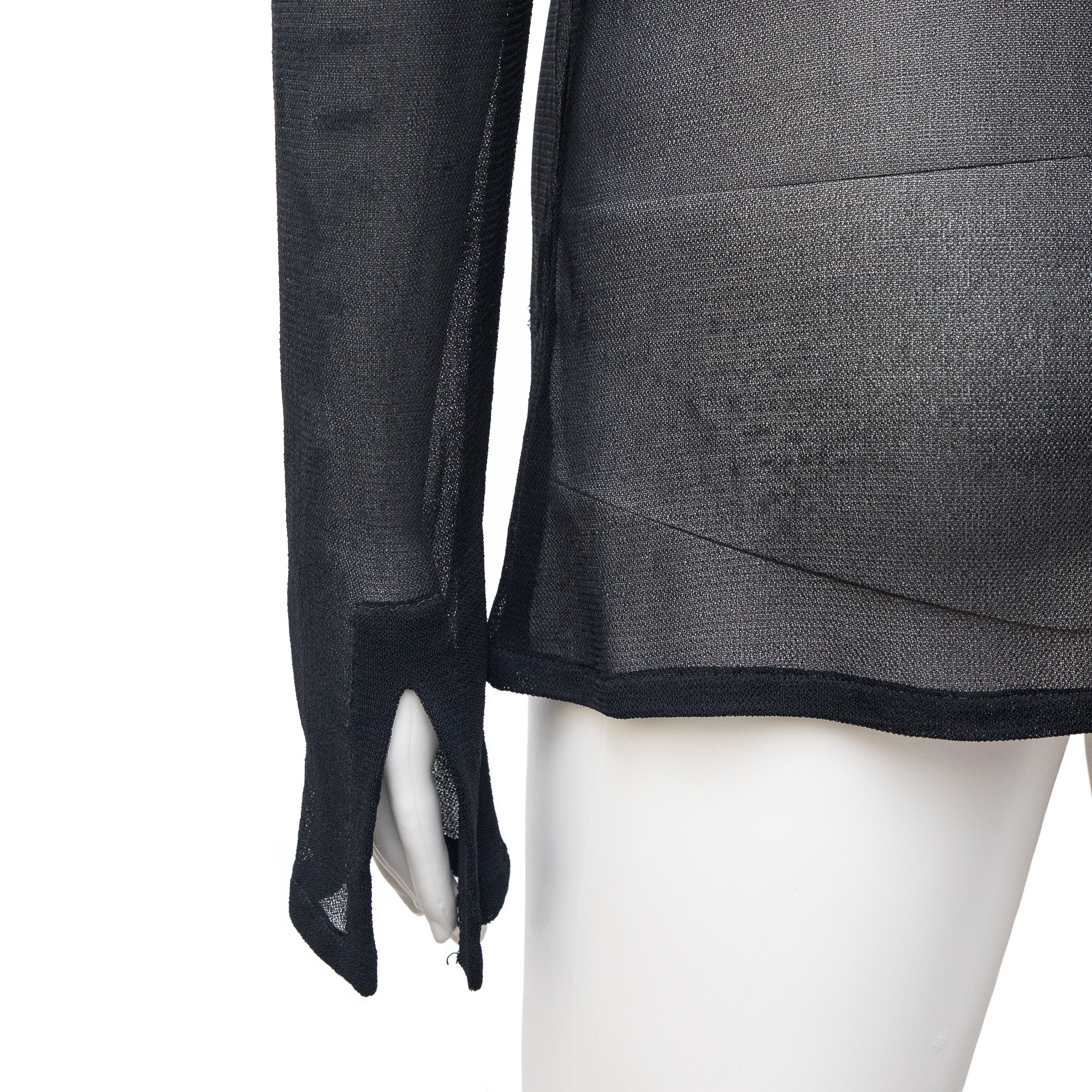 Image of Gucci by Tom Ford 1997 Black Sheer Logo Clasp Cardigan Top