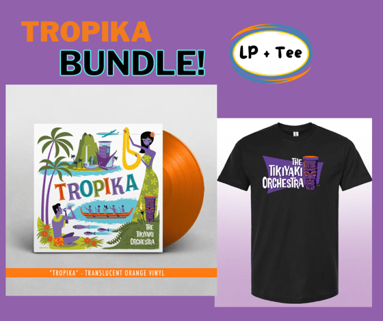 Image of Tikiyaki Orchestra "Tropika  Vinyl+ " Tee - custom SHAG logo-Bundle 