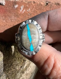 Image 3 of WL&A Handmade Royston Blue River Thunderbird Signet Ring - Size 11