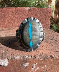 Image 2 of WL&A Handmade Royston Blue River Thunderbird Signet Ring - Size 11