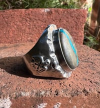 Image 5 of WL&A Handmade Royston Blue River Thunderbird Signet Ring - Size 11