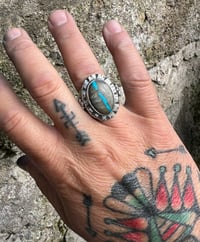 Image 4 of WL&A Handmade Royston Blue River Thunderbird Signet Ring - Size 11