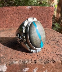 Image 1 of WL&A Handmade Royston Blue River Thunderbird Signet Ring - Size 11