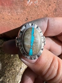 Image 3 of WL&A Handmade Royston Blue River Thunderbird Signet Ring - Size 9