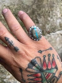 Image 4 of WL&A Handmade Royston Blue River Thunderbird Signet Ring - Size 9