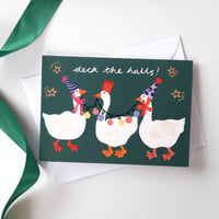 Image 2 of Deck the Halls Geese Christmas Card