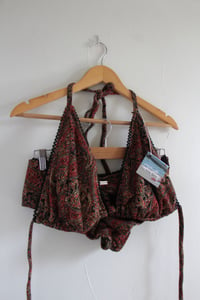 Image 4 of ♲ Red Paisley Boyshort Set - 2XL Top / M Bottom 