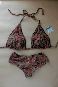 Image 2 of ♲ Red Paisley Boyshort Set - 2XL Top / M Bottom 