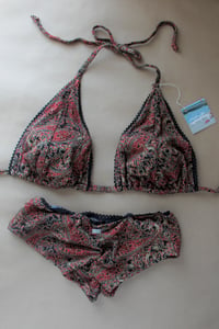 Image 3 of ♲ Red Paisley Boyshort Set - 2XL Top / M Bottom 