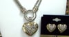 14k Gold Plated Necklace & Earring Heart Set