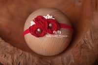 Image 1 of Christmas headband three flowers red