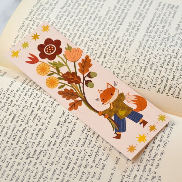 Image of Autumn Flowers Fox Bookmark